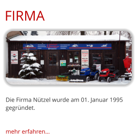 Die Firma Nützel wurde am 01. Januar 1995 gegründet.   mehr erfahren… FIRMA